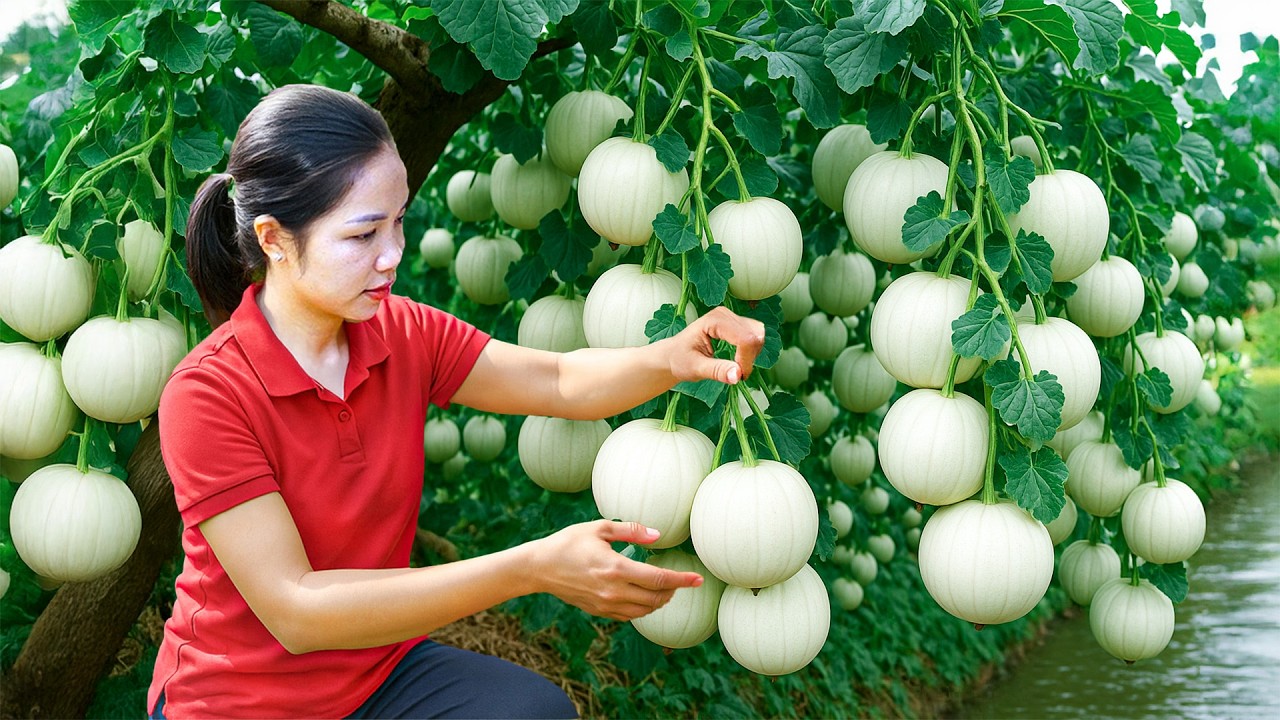 Harvesting Sweet Honeydew Melon — Vines Loaded with Round Fruit!