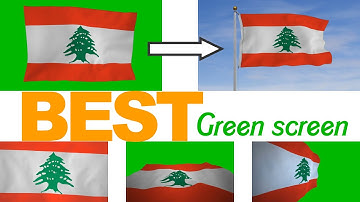 Full HD Lebanon flag waving over green screen. (5 Different views).