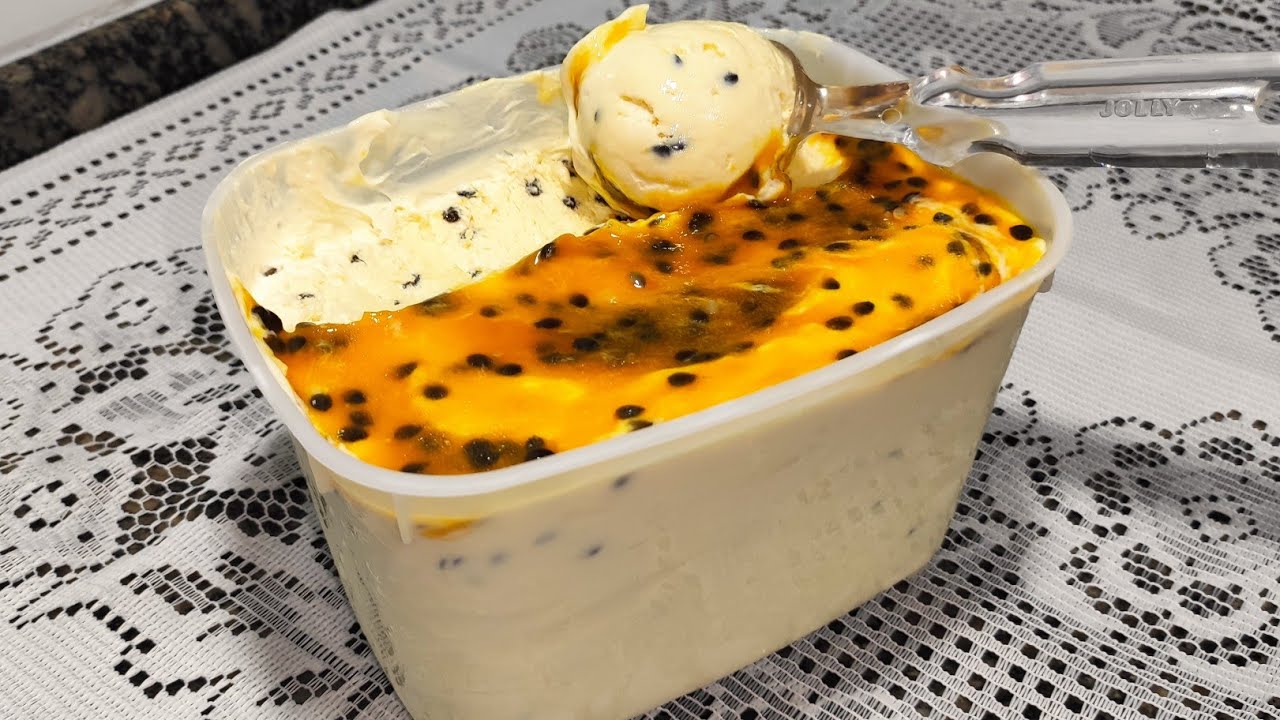 Sorvete cremoso de Maracujá ,bateu congelou tá pronto !