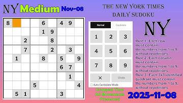 The New York Times Daily Sudoku 2025-11-08 Medium