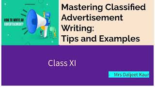 Mastering Classified Advertisement Writing #cbse #cbseclass11