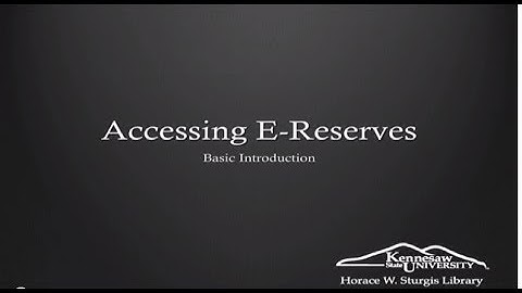 Accessing E-Reserves