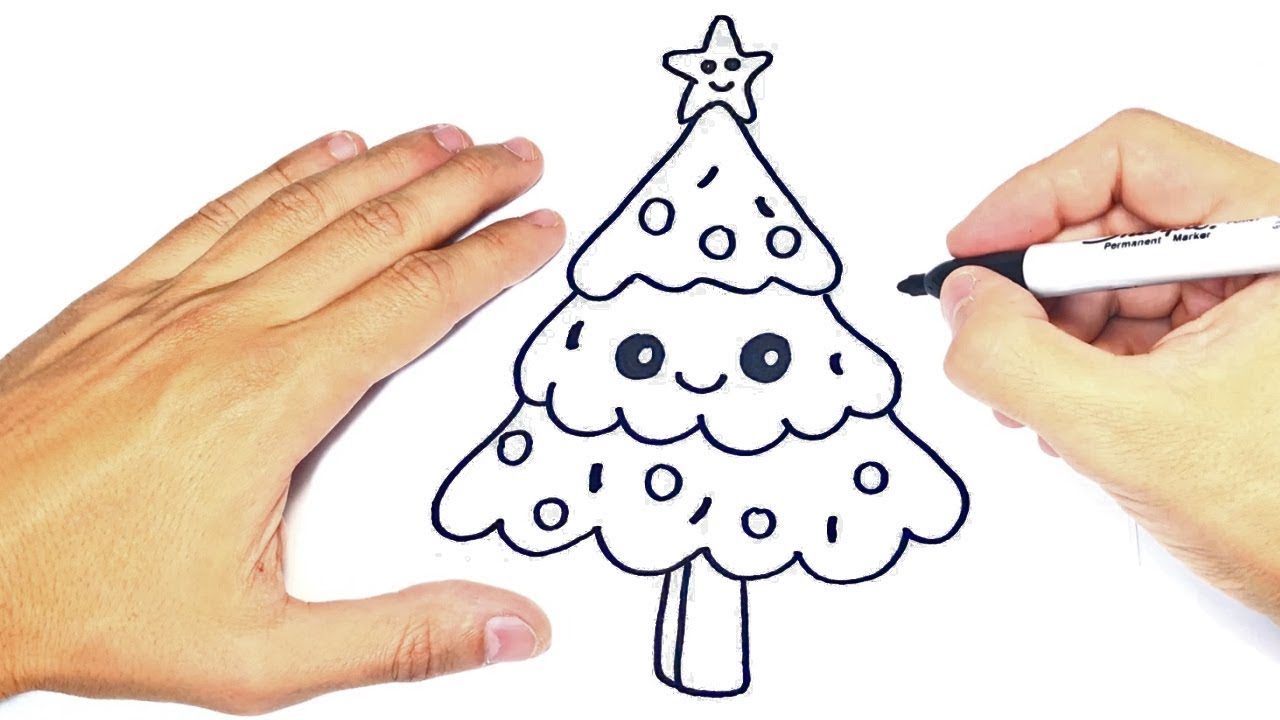 Como dibujar un Arbol de Navidad Kawaii - YouTube