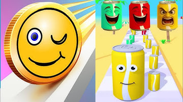 Juice run Vs Coin rush gameplay , New top Satisfying ASMR walkthrough video game, Android game