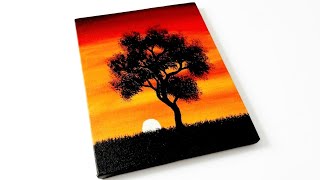 Information Sunset Painting for Beginners with Three Colors | Acrylic Painting Tutorial Guide