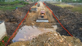 : EpLast_Building Successful New Foundation Road In A Big Puddle With Skills Operator Dozer Trucks