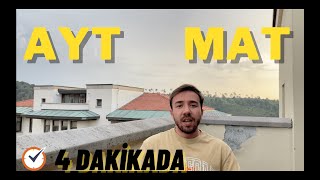 YKS TÜRKİYE 1.SİNDEN AYT MATEMATİĞİ 4 DAKİKADA FULLETEN TAKTİK !