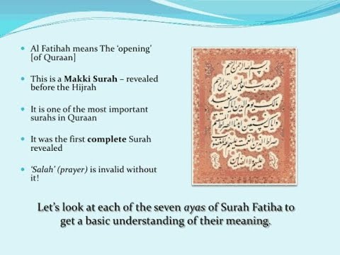 The Significance of Surat Alfatihah (part 2) - YouTube