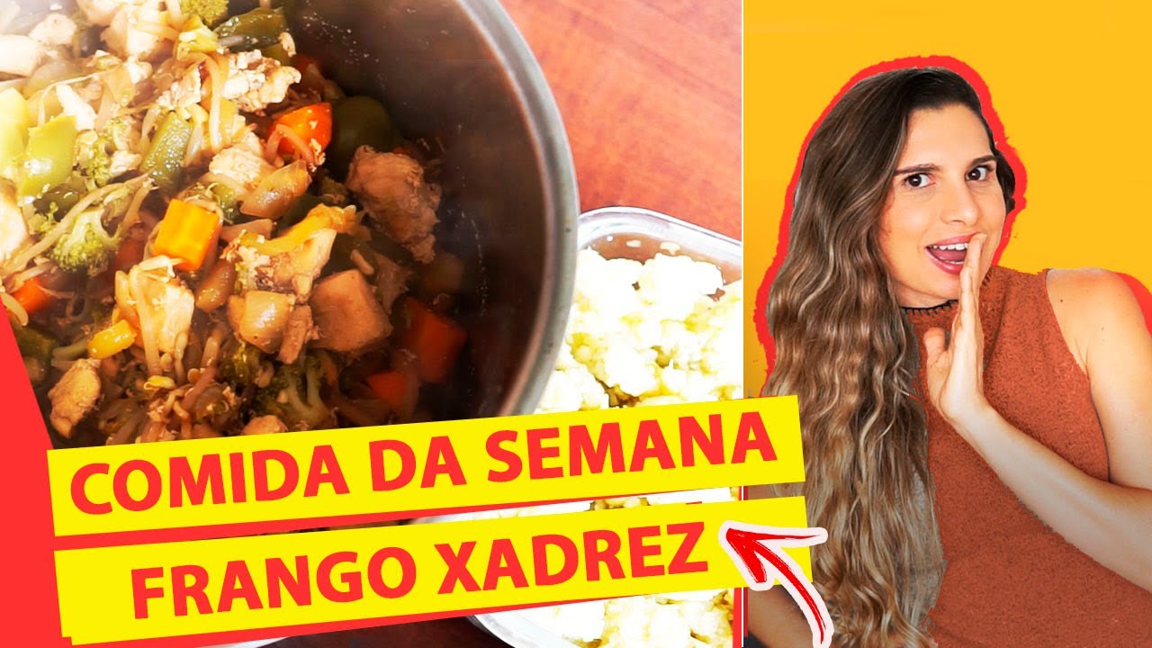 Marmita Fitness - Frango Xadrez + Arroz de Couve-Flor