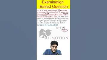 32. In an exam, a student got 64 marks and still failed by 20 percent marks. If the passing percent