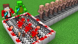 Why JJ and Mikey USE THE SHREDDER vs Villagers in Minecraft ?