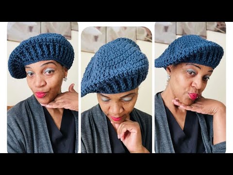 AMBERGREAＭ　Crochet Knit Tam Knit Tam Hats for Women & Men, Cotton Beret-Style Crochet