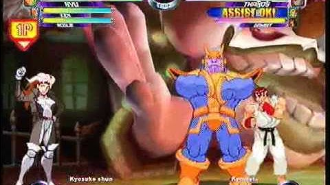 MvC2 Online (360): Kyosuke Shun (Ryu/Ken/Rogue) vs Brett (Cha/Tha/Gam) 13 .:4.14.10:.