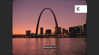 1980s St Louis, Gateway Arch At Sunset, Mississippi River, 35mm