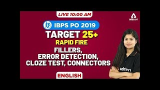 IBPS PO 2019 | English | Fillers, Error Detection, Cloze Test, Connectors