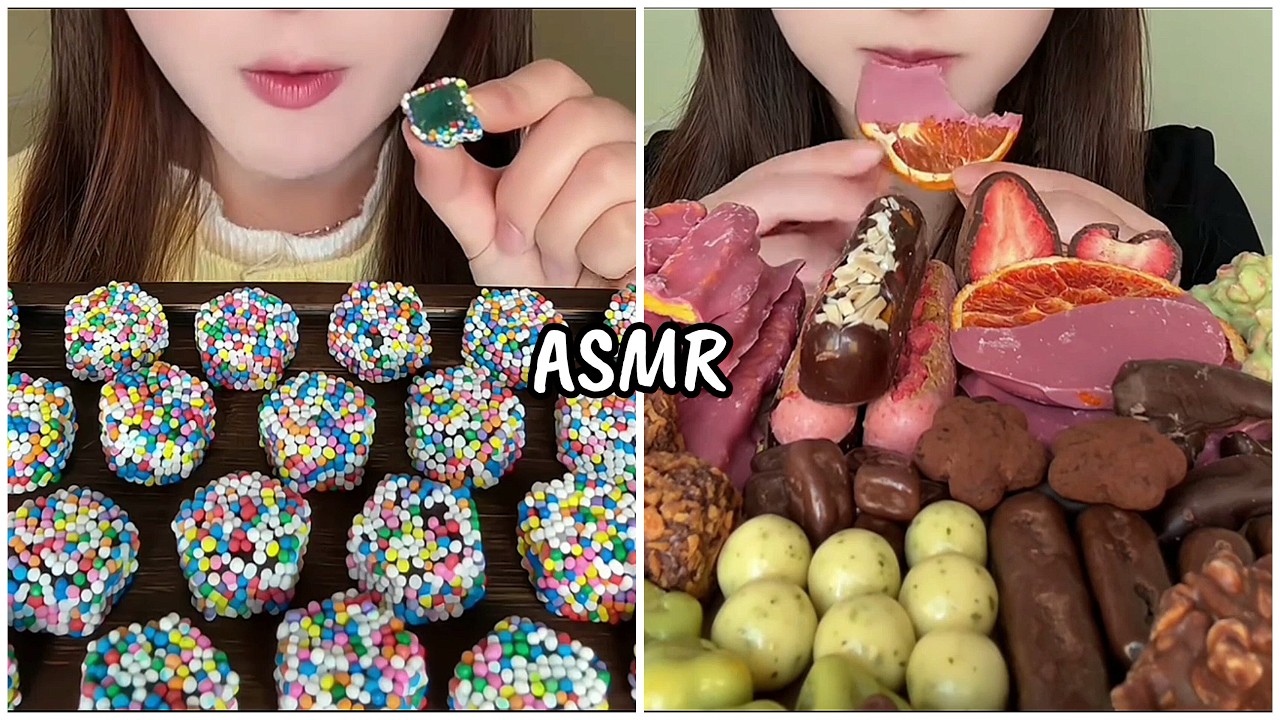 Satisfying Food Eating ASMR | ASMR Mukbang Rainbow Candy Dessert | ASMR ...