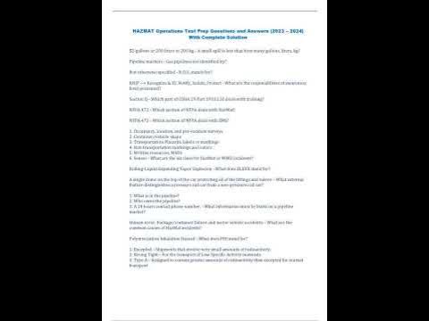 HAZMAT Operations Test Prep Questions and Answers 2023 – 2024 With