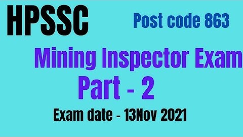 HPSSC MINING INSPECTOR PREVIOUS YEAR PAPER (PART -2)  ।।  Post code - 863 @hpstudies248