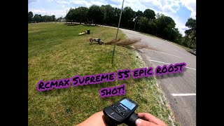 Epic Rcmax Supreme 55 Baja 5b First Roost w/Rcmax Super Spikes Covers Full Parking Spot! #shorts