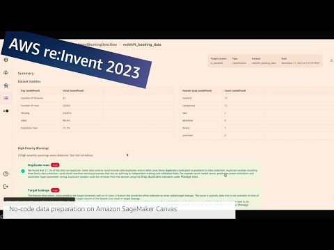 AWS re:Invent 2023 - AWS OnAir Ft. No-code data preparation on Amazon SageMaker Canvas | AWS Events Episode cover