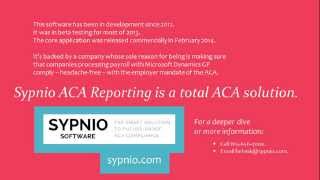 Highlights of Sypnio ACA Reporting for Microsoft Dynamics GP