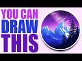 ANYONE Can Draw This Landscape in PROCREATE | easy landscape drawing tutorial with free brushes