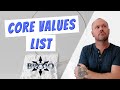 Core Values List for Confident Integrity: Examples and Definitions