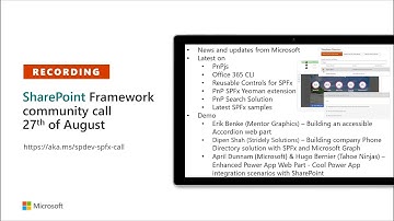 Microsoft 365 PnP - SPFx & JavaScript SIG community call – 27th of August 2020