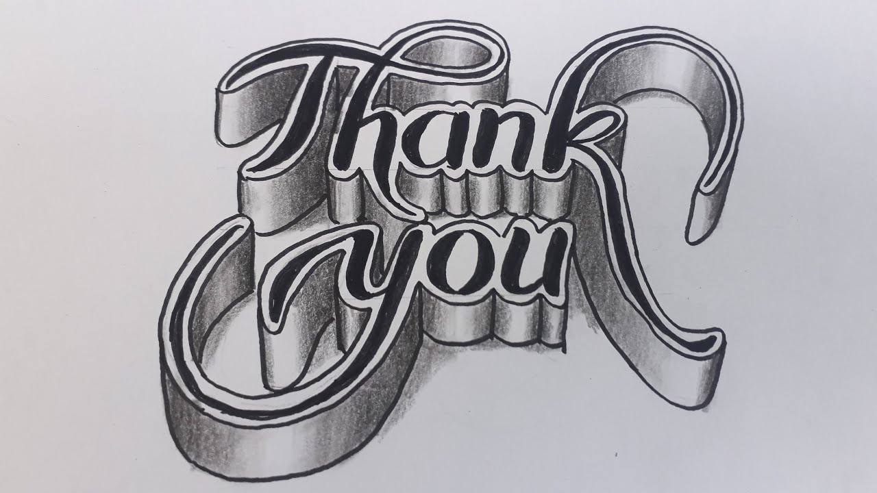 3d Drawing Thank You On Paper For Beginners / How To Write Easy Art