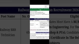 Railway RRB Technician भर्ती आ गई! 🔥 6565+ Posts | योग्यता 10th पास #shorts #targetonlyexam #viral
