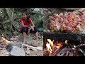 Chicken heart cooking on the rock for Lunch - Cook Chicken heart recipe eat delicious #49