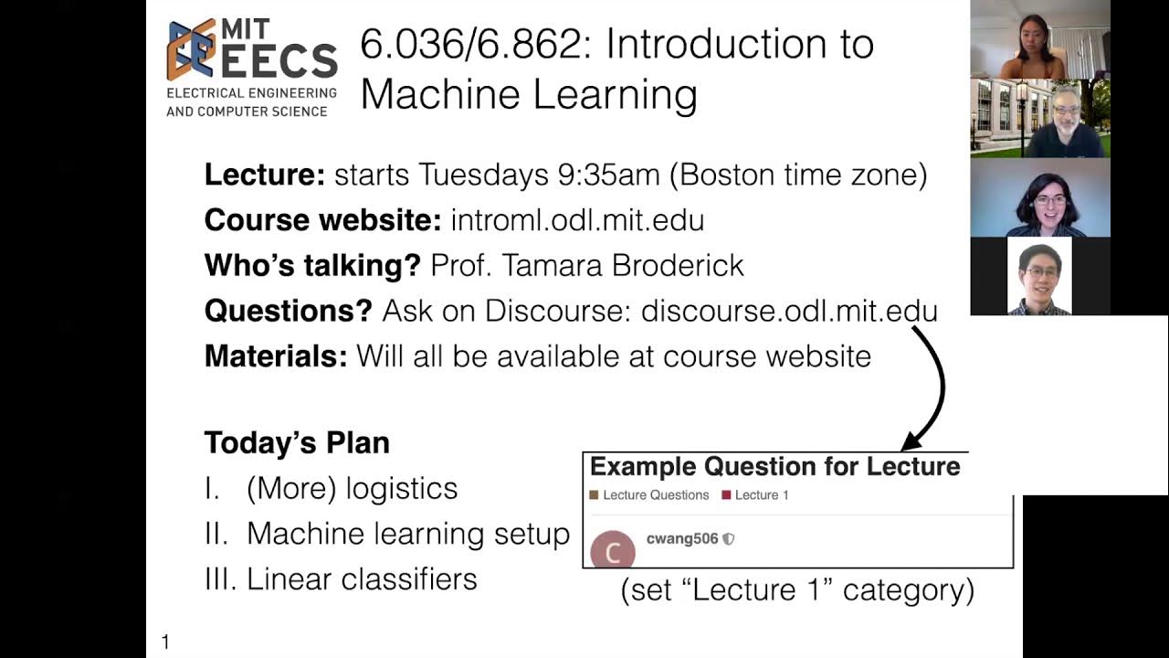 MIT Machine Learning 6.036, Lecture 1 Basics (Fall 2020) YouTube