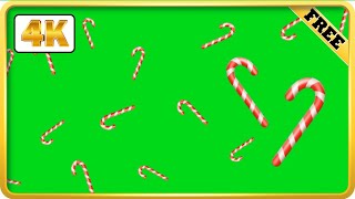 Christmas Candy canes Falling Green Screen video loops
