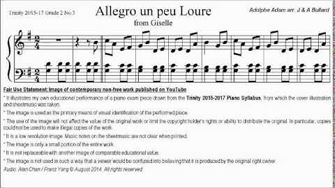 Trinity TCL Piano 2015-2017 Grade 2 No.3 Adolphe Adam Allegro un peu Loure (Giselle) Sheet