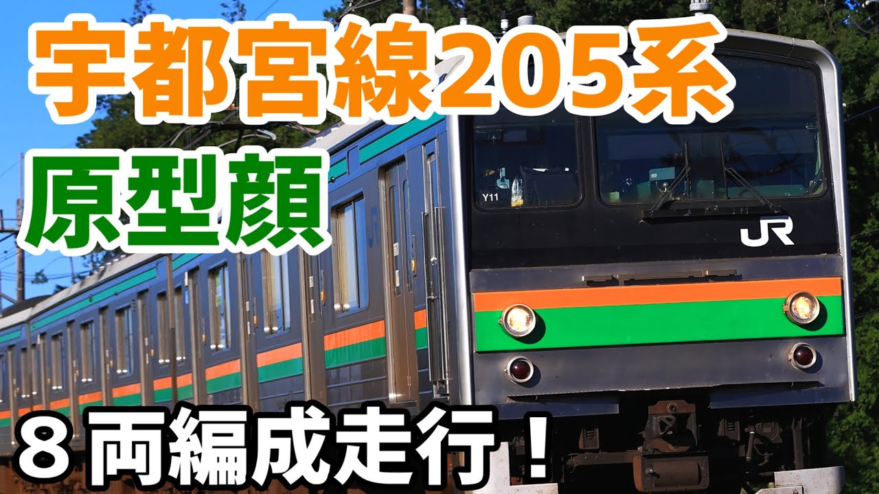 消滅間近】東北線205系原型顔8両編成！走行シーン - YouTube