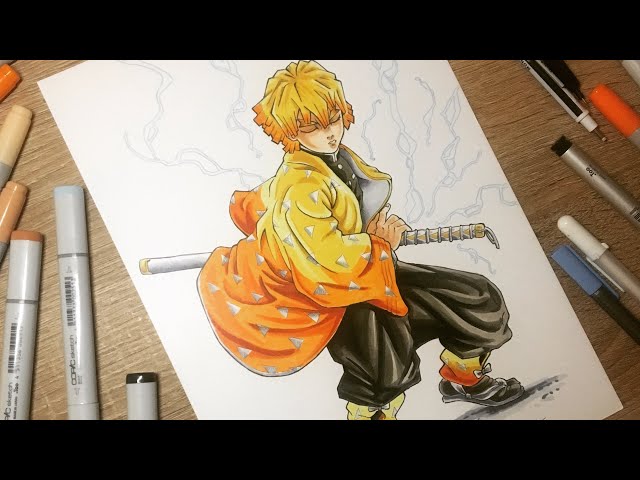 Speed Drawing Zenitsu Agatsuma - (Kimetsu No Yaiba / Demon Slayer ) -   - Claudio_F_ Art