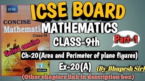 icse | class-9 | maths|selina book | ch-20 | area & perimeter of plane figures|ex-20(a)|Part-1
