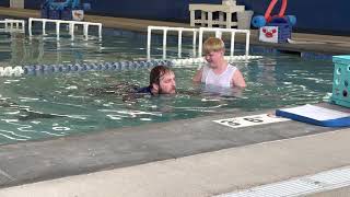 He really does have a fear of swimming. 2nd lesson