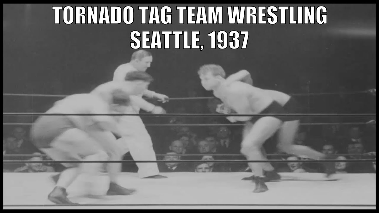 Vintage pro wrestling! Tornado tag team pro wrestling match from Seattle in 1937!  