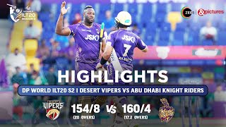 ILT20 S2 | English - HIGHLIGHTS | Abu Dhabi Knight Riders V/S Desert Vipers - T20 Cricket | 27th Jan