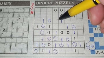 Thursday. Bonus Extra edition (#4207) Binary01 Sudoku puzzle. 03-03-2022 Extra part 3 of 5