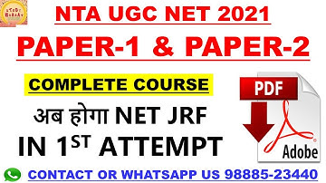 Ugc net 2021 Paper 1 Paper 2 complete course Pdf Notes net Jrf in 1st Attempt
