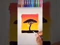 Easy sunset for beginners | oil pastels drawing step by step:tutorial #shorts #drawing #art