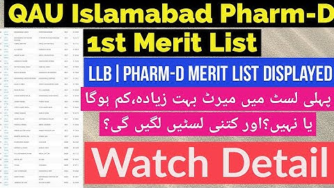 QAU Pharm-D, LLB First Merit List 2021|QAU Merit List 2021|Students News