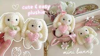 how to crochet cute mini bunny plushie/charm | beginner-friendly tutorial