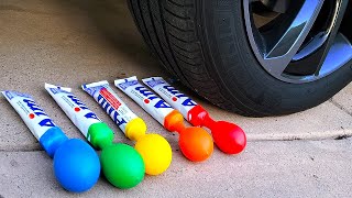 Experiment: Car vs Rainbow Toothpaste | Crushing Crunchy & Soft Things by Car! ASMR