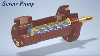 Design of Screw Pump  Mechanism of Screw Pump  Screw Pump Animation  Screw Pump by Inventor
