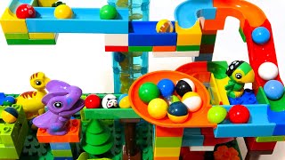 Marble Run ASMR ☆Building Blocks Dinosaur Colorful Coasters 8min 5