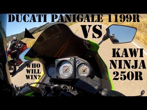 Ducati 1199 Panigale R VS. Kawasaki Ninja 250R DRAG RACE!!!