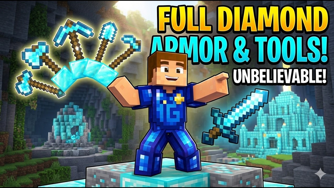 Build Fully Diamond Armor & Tools 🔥 In Minecraft #survival - YouTube